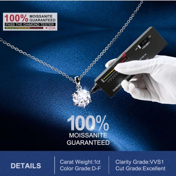 2 CARAT MOISSANITE SOLITAIRE NECKLACE - Picture 4 of 4